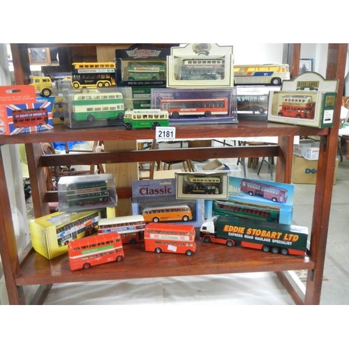 2181 - 2 shelves of Days Gone buses etch.,