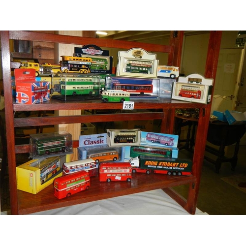 2181 - 2 shelves of Days Gone buses etch.,