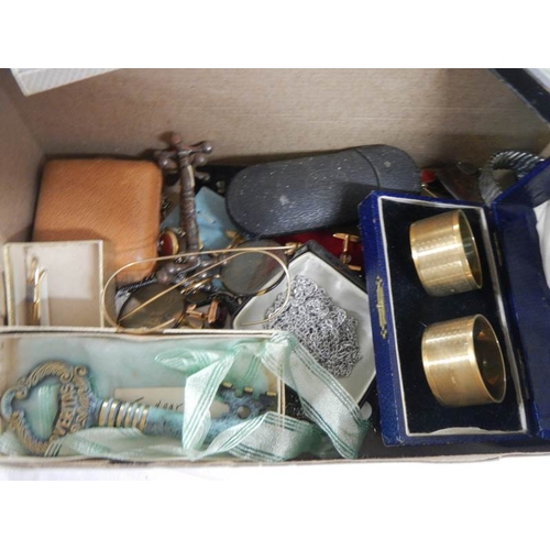 2234 - A shoe box containing glasses, jewellery etc.,