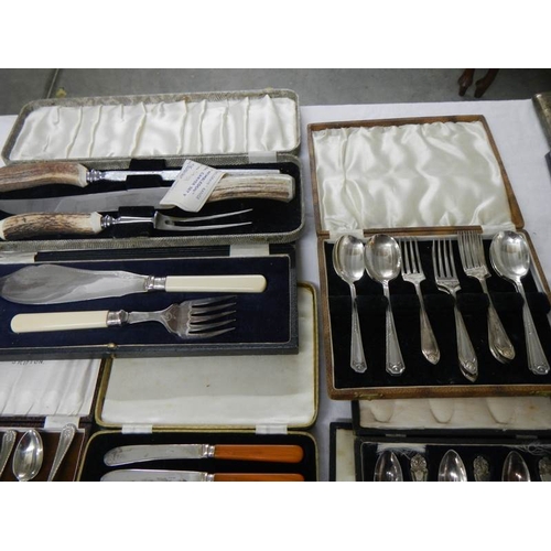 2237 - A mixed lot of cased silver plate cutlery, spoons etc.,