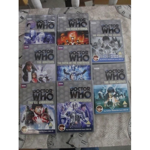 2243 - 65 classic Dr Who DVDs all as new. A Dr. Who complete first series (box a/f). A boxed series 1-7 (mi... 