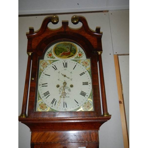 2252 - An 8 day painted dial Grandfather clock, Caistor complete with framed photograph of original owner.