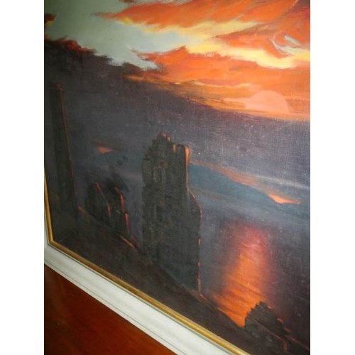 2254 - A Cornish painting of tin mines at sunset.