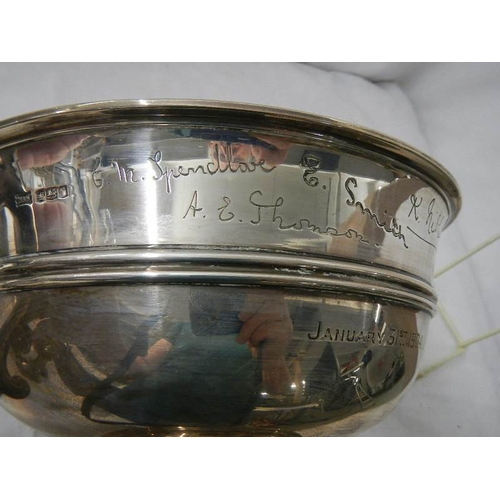 2026 - A large hall marked silver bowl with six signatures, 24 ounces / 834 grams.