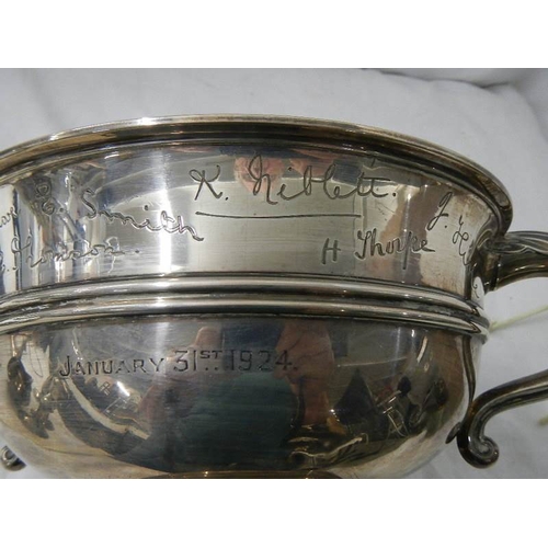 2026 - A large hall marked silver bowl with six signatures, 24 ounces / 834 grams.