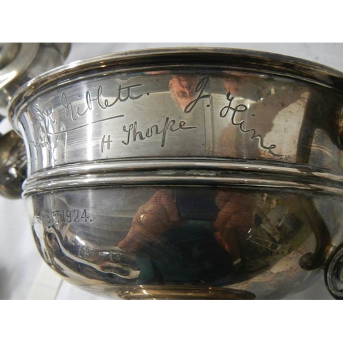 2026 - A large hall marked silver bowl with six signatures, 24 ounces / 834 grams.