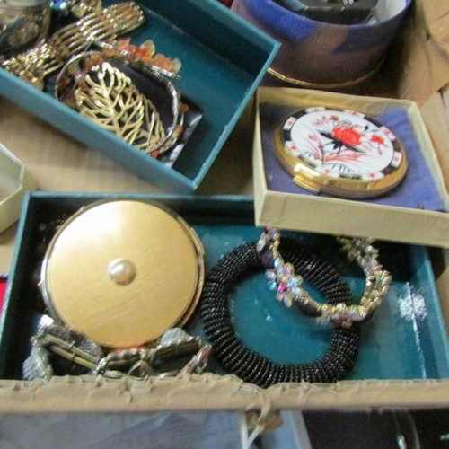 2069 - A good lot of costume jewellery together with 2 Stratton compacts, approximately 50 items.