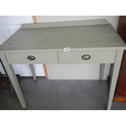 2281 - A painted 2 drawer side table.