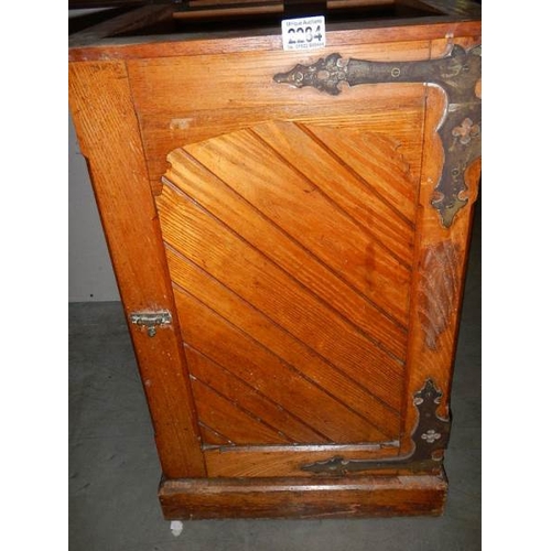 2284 - A pair of old  bedside cabinets with marble tops and heavy brass hinges,  possibly Scottish. (one to... 