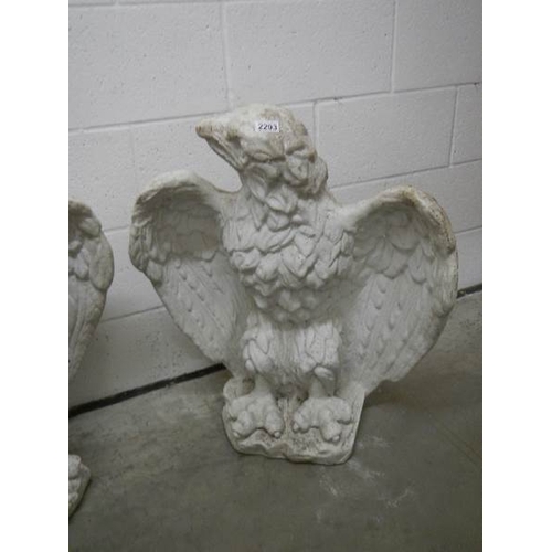 2293 - A pair of American Gaurdian eagles, 1930's, made from reconstituted marble, hand carved (NOT CONCRET... 