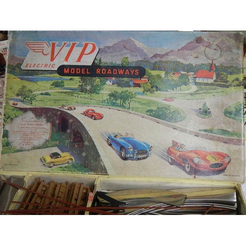 2303 - A 1960's V.I.P Victory Industries electric model roadways set with Austin Healey and MGA cars and in... 