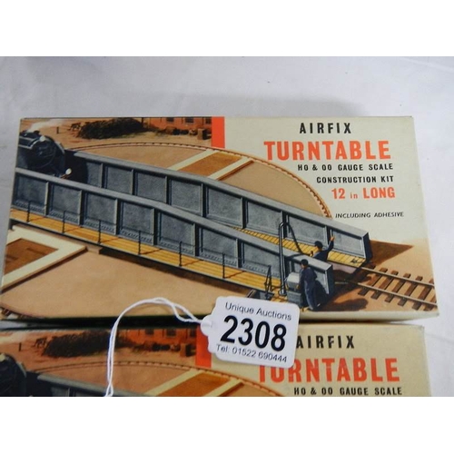 2308 - 2 boxed Airfix turntables, 12'' long.