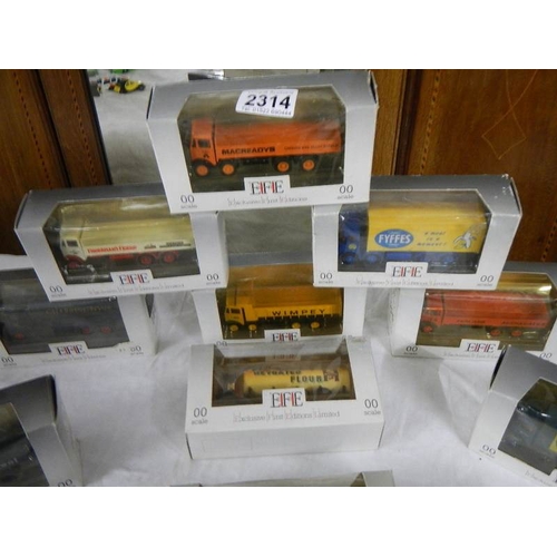 2314 - 14 boxed 'EFE' '00' scale die cast trucks.