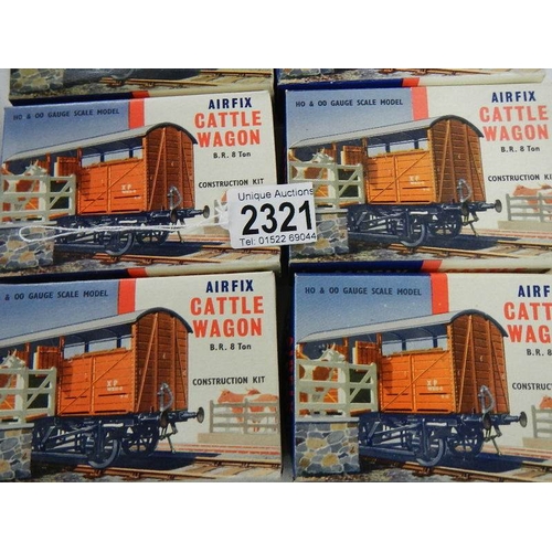 2321 - 9 boxed Airfix cattle wagons.