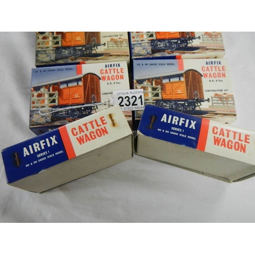 2321 - 9 boxed Airfix cattle wagons.