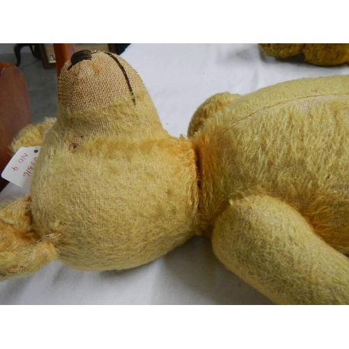 2346 - A good large vintage gold plush teddy bear, 20'' tall (sound box loose and not working),