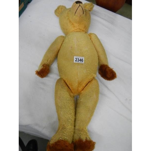 2346 - A good large vintage gold plush teddy bear, 20'' tall (sound box loose and not working),