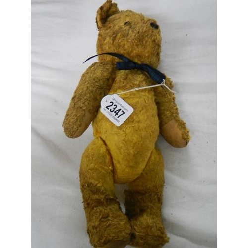 2346 - A good large vintage gold plush teddy bear, 20'' tall (sound box loose and not working),