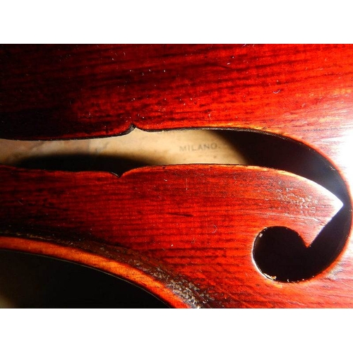 2365 - A cased late 19th century violin - Carlo Fissorie, Milano, Anno 1896? with 3 bows.