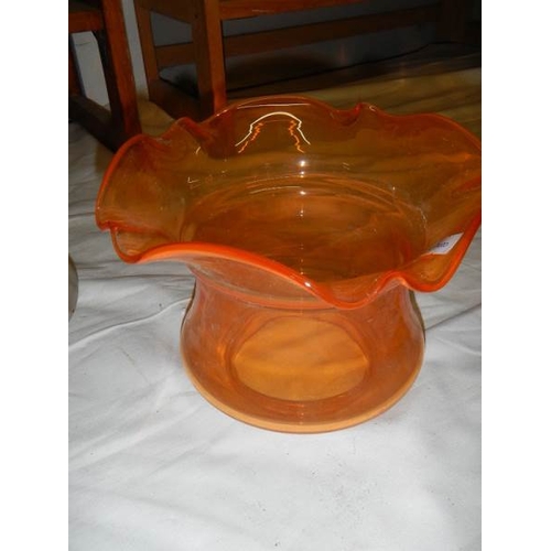 2380 - 5 glass oil lamp shades in good condition.