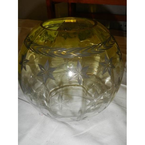 2380 - 5 glass oil lamp shades in good condition.