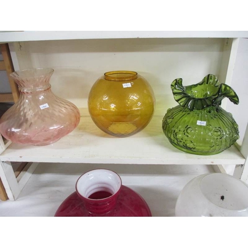 2382 - 8 glass oil lamp shades.