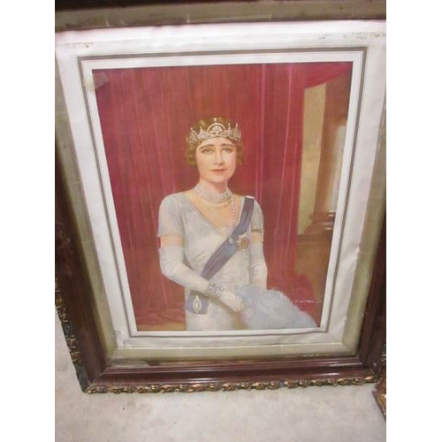 2399 - A pair of framed and glazed portrait prints of King George VI and Queen Elizabeth the Queen Mother.