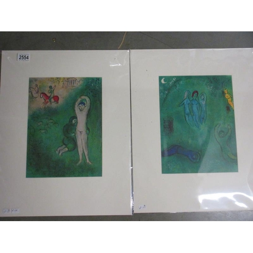 2554 - Marc Chagall (1887-1985) Pair of modernist figural lithographic prints published in New York printed... 