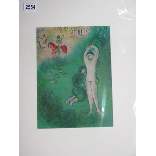 2554 - Marc Chagall (1887-1985) Pair of modernist figural lithographic prints published in New York printed... 