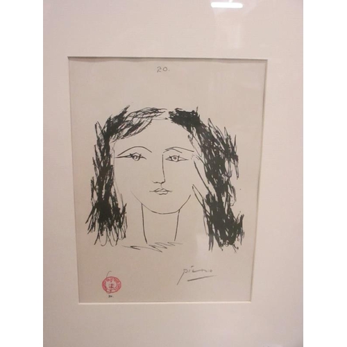 2560 - Pablo Picasso (1881-1973) Print of a young girl (portrait), stamped and signed in pencil.