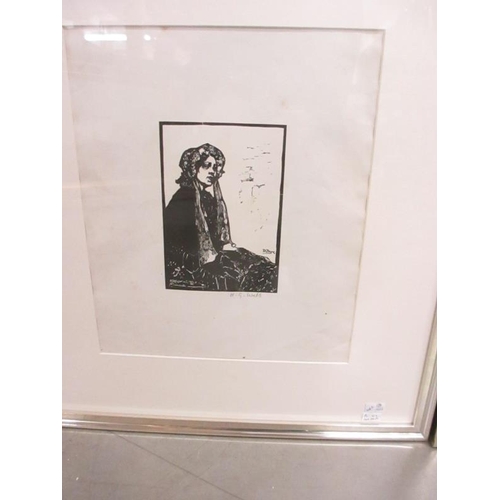 2564 - Harry George Webb (1882-1914) Pair of late 19th early 20th century pencil signed woodblock prints, o... 