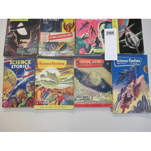 2566 - A collection of 12 early Sci-Fi pulp books including Authentic, Science Fantasy, Science Stories etc