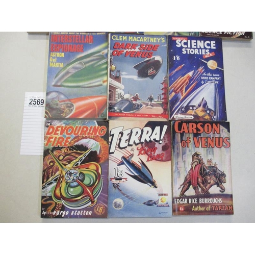 2569 - A good collection of 10 early Sci-Fi pulp magazines / books including Spawn of Space, Terra, Gold Me... 