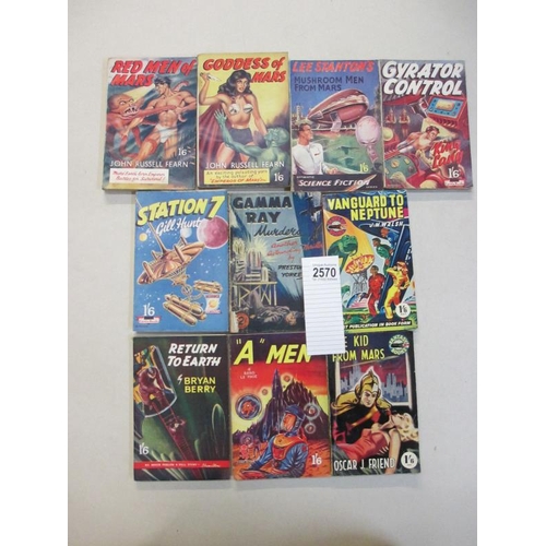 2570 - A good collection of 10 early Sci-Fi pulp magazines / books including Red Men of Mars, Goddess of Ma... 