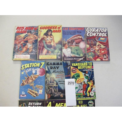 2570 - A good collection of 10 early Sci-Fi pulp magazines / books including Red Men of Mars, Goddess of Ma... 