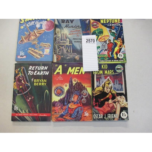 2570 - A good collection of 10 early Sci-Fi pulp magazines / books including Red Men of Mars, Goddess of Ma... 