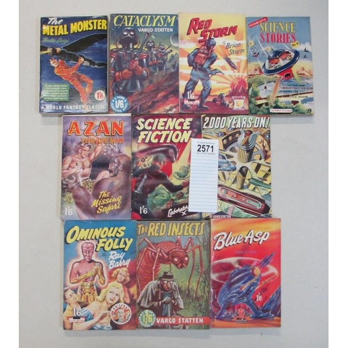 2571 - A good collection of 10 early Sci-Fi pulp magazines / books including The Metal Monster, Cataclysm, ... 