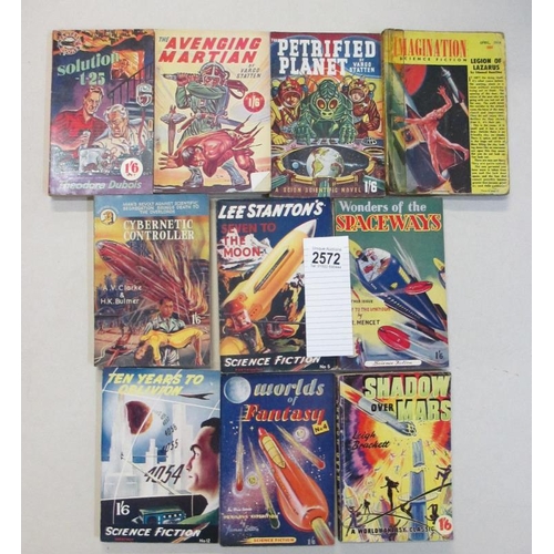 2572 - A good collection of 10 early Sci-Fi pulp magazines books including The Avenging Martian, Petrified ... 