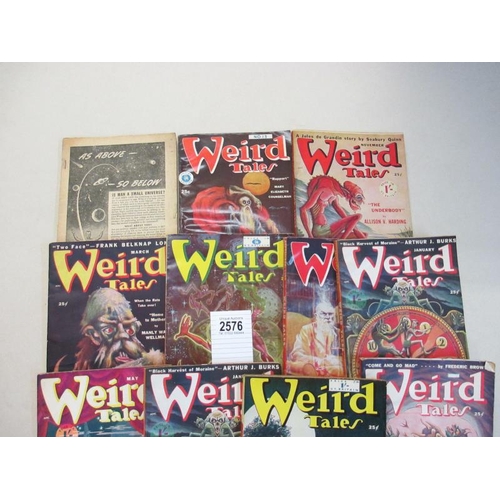 2576 - A good collection of 11 Weird Tales Science Fiction pulp magazines (one has cover detached)