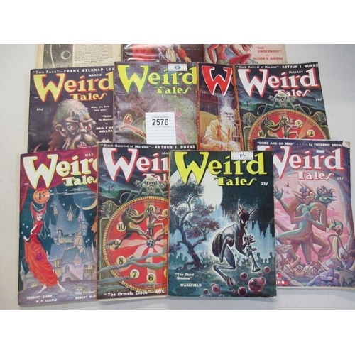 2576 - A good collection of 11 Weird Tales Science Fiction pulp magazines (one has cover detached)