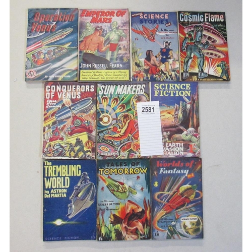 2581 - A good collection of 10 early Sci-Fi pulp magazines / books including Emperor of Mars, Conquerors of... 