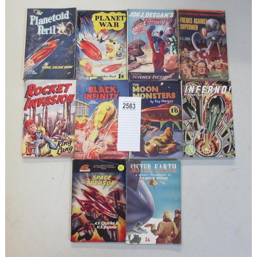 2583 - A good collection of 10 early Sci-Fi pulp magazines / books including Rocket Invasion, The Moon Most... 