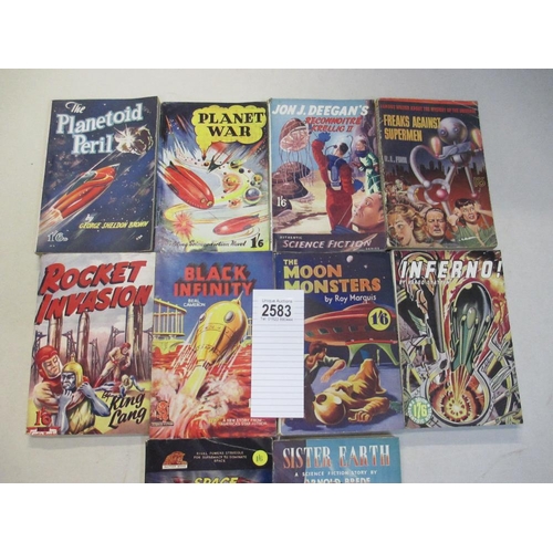 2583 - A good collection of 10 early Sci-Fi pulp magazines / books including Rocket Invasion, The Moon Most... 