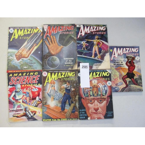 2585 - A collection of 7 Amazing Stories sci-fi magazines