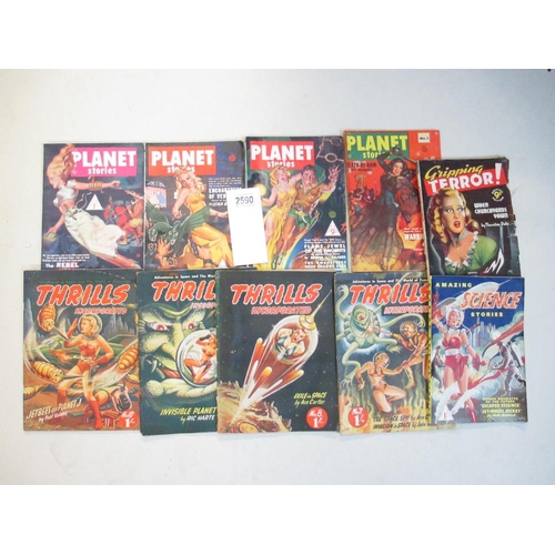 2590 - A good collection of 4 Planet Stories, 4 Thrills Incorporated and others science fiction magazines