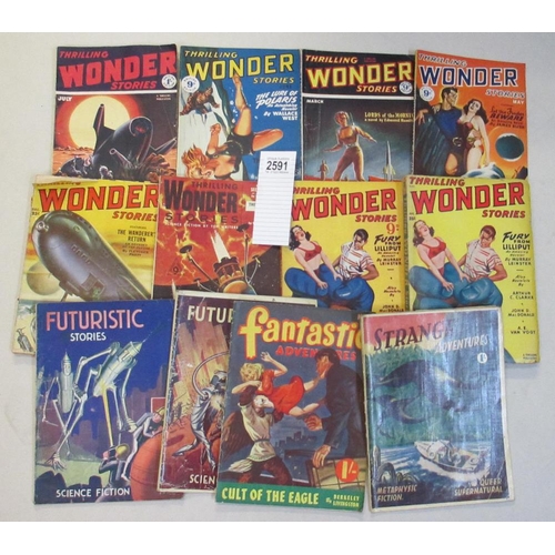 2591 - A good collection of early Sci-Fi pulp magazines including Thrilling Wonder Stories, Futuristic Stor... 