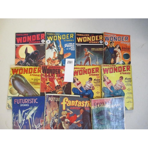 2591 - A good collection of early Sci-Fi pulp magazines including Thrilling Wonder Stories, Futuristic Stor... 