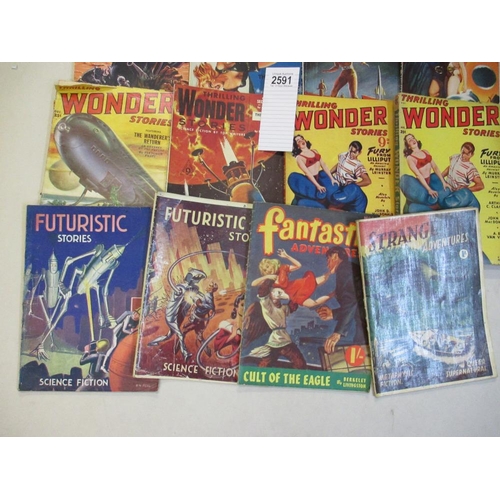 2591 - A good collection of early Sci-Fi pulp magazines including Thrilling Wonder Stories, Futuristic Stor... 