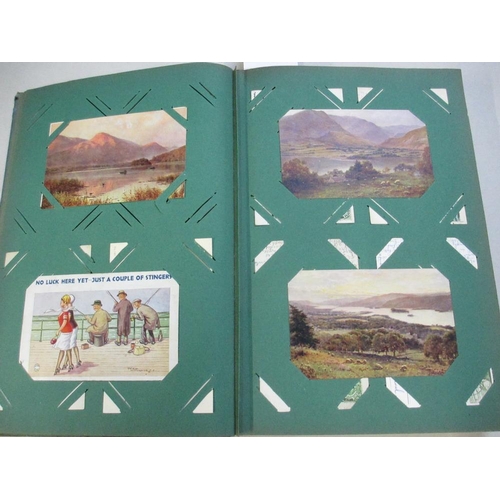 2601 - A good postcard album including military, topographical, comic etc (approx 240 postcards, a selectio... 