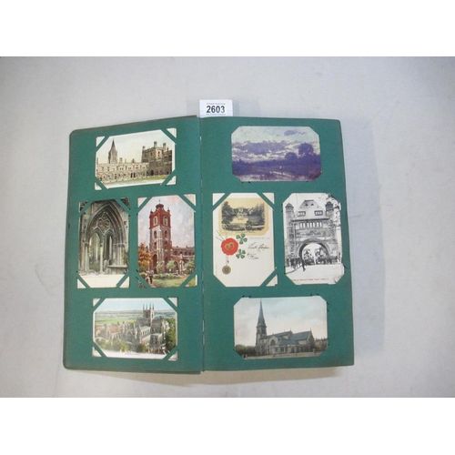 2603 - A good postcard album including military, topographical, transport etc (approx 280 postcards, a sele... 